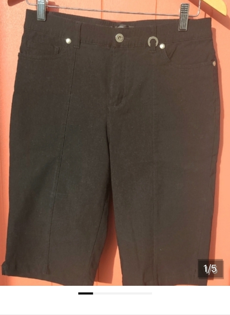 Simon Chang Black Dress Shorts with Branded Button